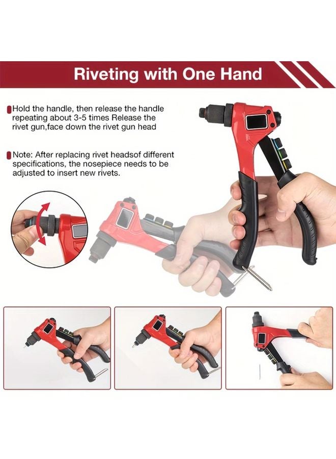 Heavy Duty 4 in 1 Manual Rivet Gun Set with 80 Rivets 4 Interchangeable Heads 1 Set - Image 4