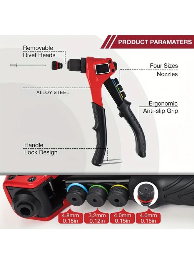Heavy Duty 4 in 1 Manual Rivet Gun Set with 80 Rivets 4 Interchangeable Heads 1 Set - Image 5