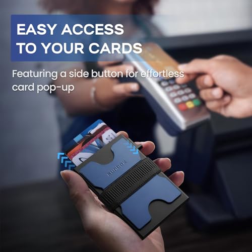 RUNBOX Mens Business Card Holder, Slim Card Wallet for Men and Women, Minimalist RFID Blocking Wallet with Pop-Up Function, Thin Design, Metal Cases Holds 6+6 Cards, Gifts for Men, Men's Accessories - Image 4