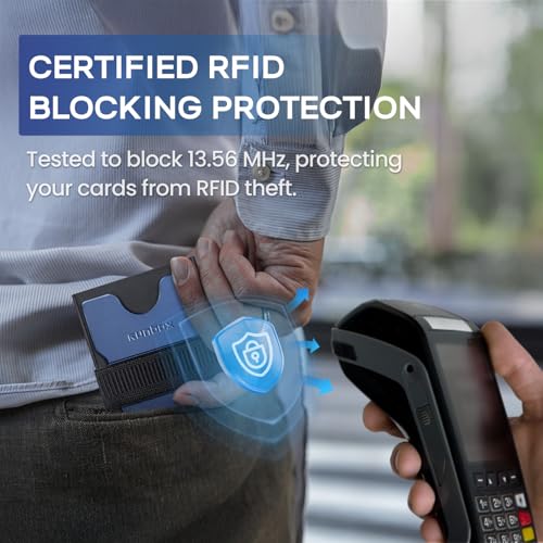 RUNBOX Mens Business Card Holder, Slim Card Wallet for Men and Women, Minimalist RFID Blocking Wallet with Pop-Up Function, Thin Design, Metal Cases Holds 6+6 Cards, Gifts for Men, Men's Accessories - Image 5