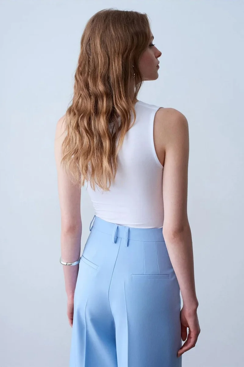 Dilvin White DILVIN Sleeveless Cowl Neck Jersey Blouse for Women | Best Price UAE