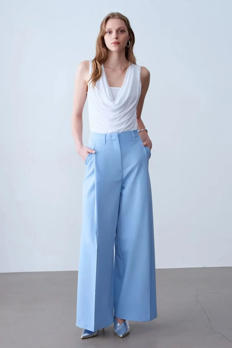 Dilvin White DILVIN Sleeveless Cowl Neck Jersey Blouse for Women | Best Price UAE