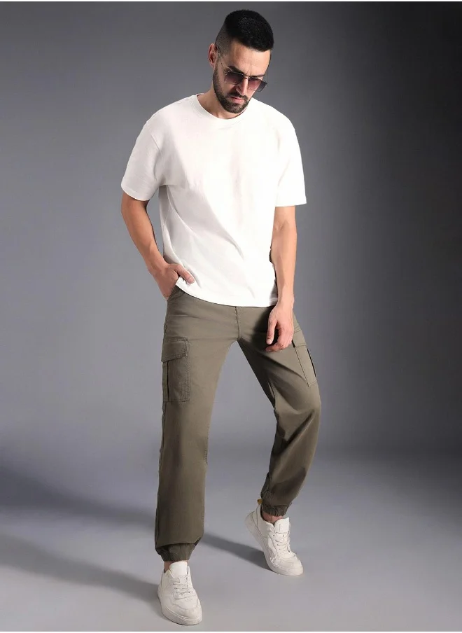 HIGH STAR Men Light Olive Trousers