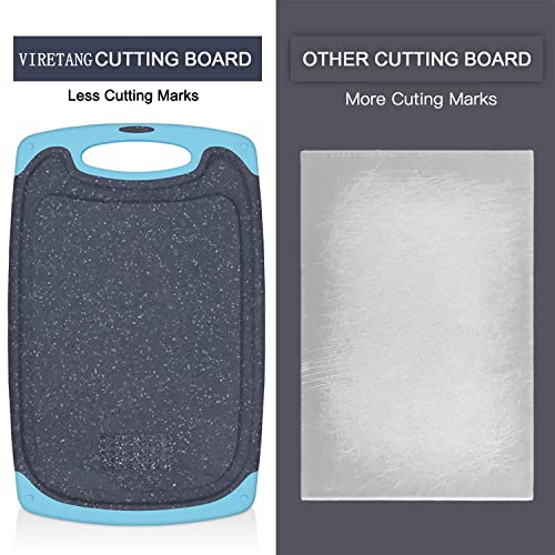 Viretang Plastic Cutting Board, 3 Pieces Dishwasher Safe Cutting Boards with Juice Grooves, Easy Grip Handle, Non-Slip, with Grinding Area for Grinding Garlic and Ginger（aqua） - Image 5
