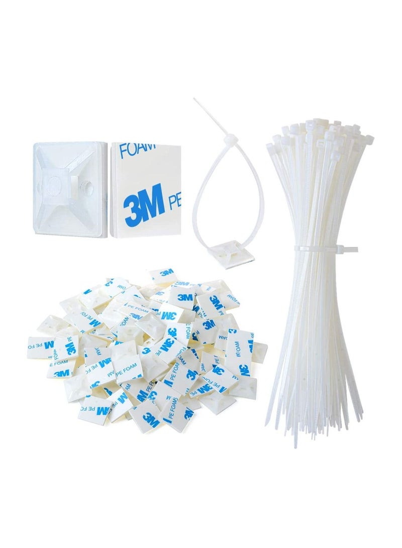 3M 50-Piece Self Adhesive Cable Zip Tie Mounts Wire Cable Clips Holders - Image 1