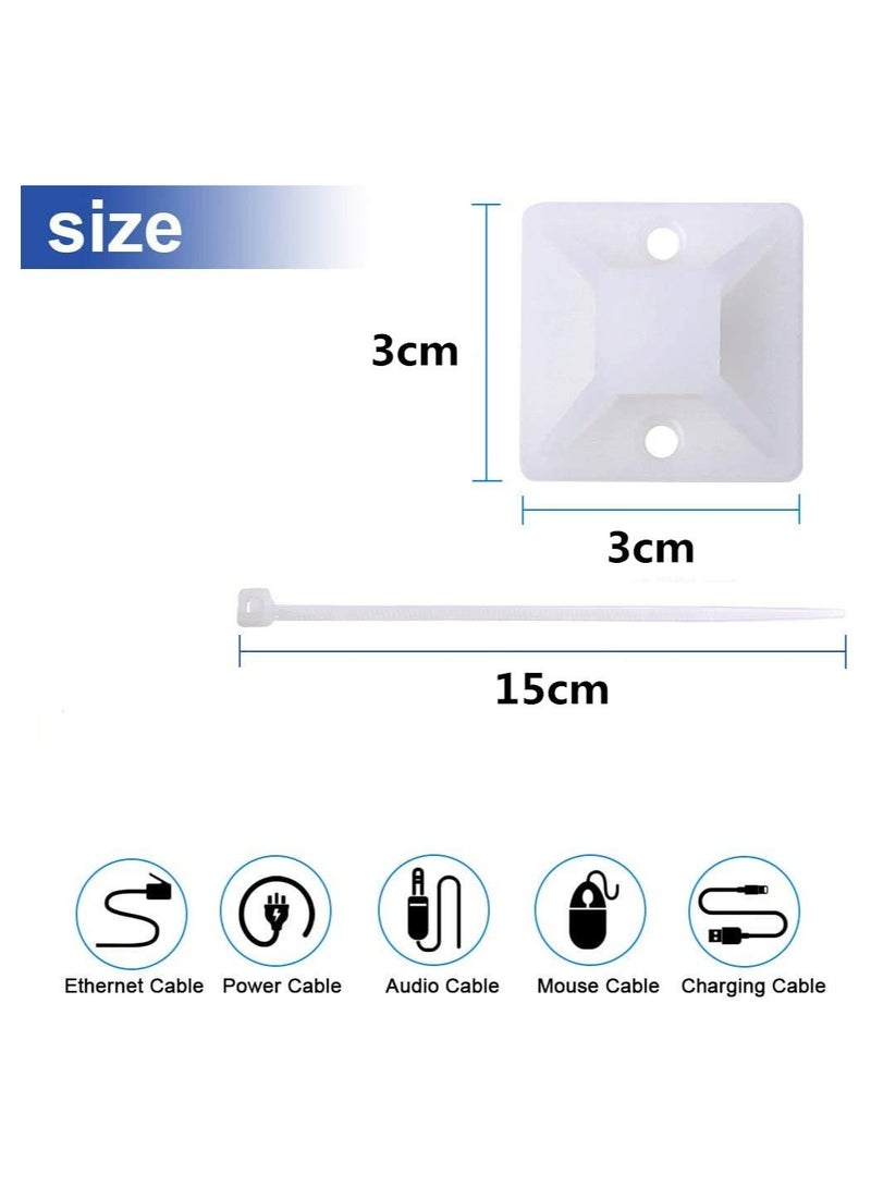 3M 50-Piece Self Adhesive Cable Zip Tie Mounts Wire Cable Clips Holders - Image 2