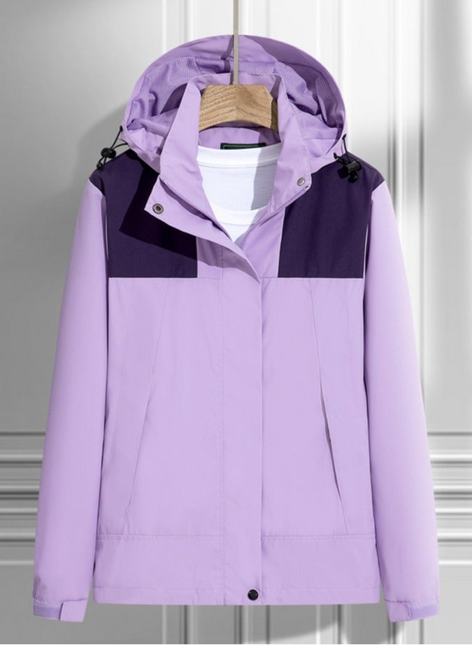 إسكدنيا سترة خفيفة الوزن للمرأة مع غطاء قابلة للفصل أرجواني