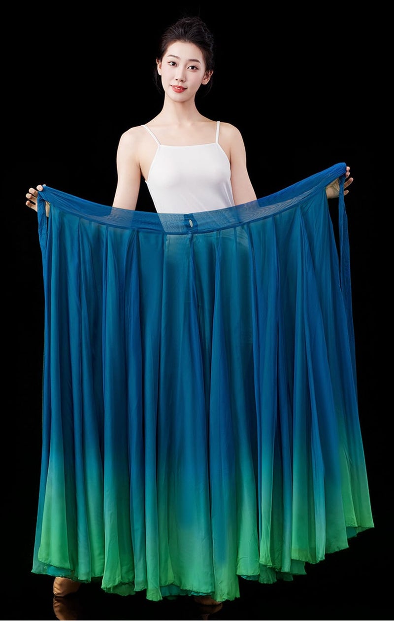 ZX Z&X Modern Ballet Lyrical Dance Skirt Gradient Color Sheer Long Flowy Skirts for Ballerinas Photography Performance Blue Green - Image 5