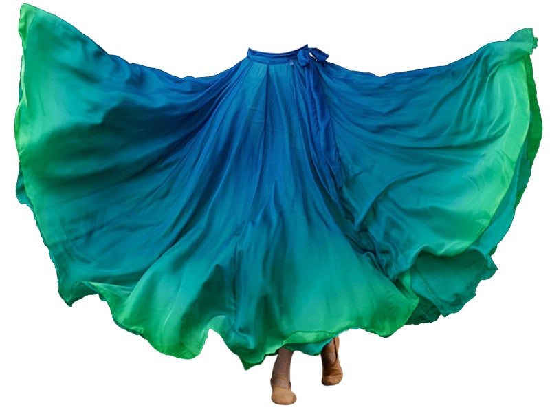 ZX Z&X Modern Ballet Lyrical Dance Skirt Gradient Color Sheer Long Flowy Skirts for Ballerinas Photography Performance Blue Green - Image 1
