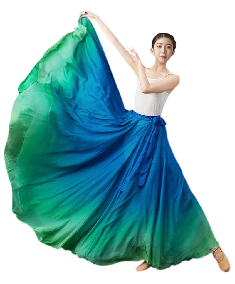 ZX Z&X Modern Ballet Lyrical Dance Skirt Gradient Color Sheer Long Flowy Skirts for Ballerinas Photography Performance Blue Green - Image 2