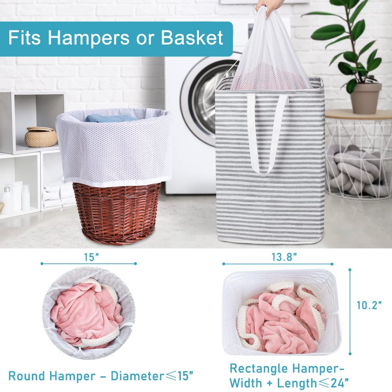 Polecasa Heavy Duty Large Mesh Laundry Bag With Drawstring Closure And Id Tag  Durable Laundry Bag With 100G Diamond Mesh (24""X 36""| 1 Pack) - White - Image 5