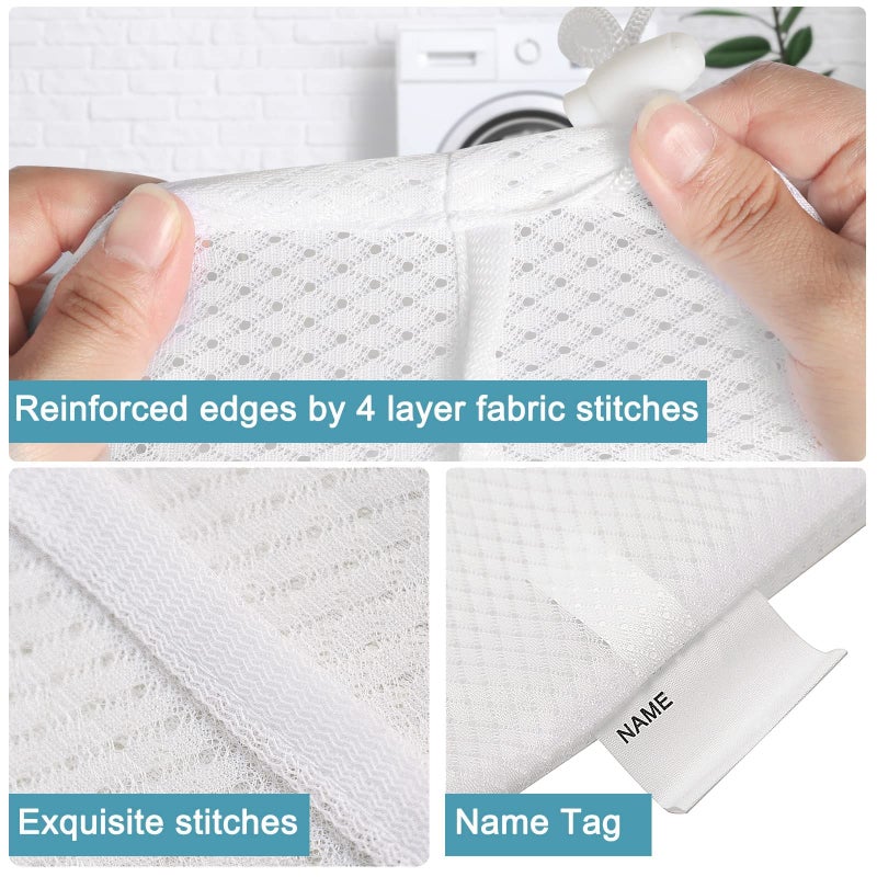 Polecasa Heavy Duty Large Mesh Laundry Bag With Drawstring Closure And Id Tag  Durable Laundry Bag With 100G Diamond Mesh (24""X 36""| 1 Pack) - White - Image 3