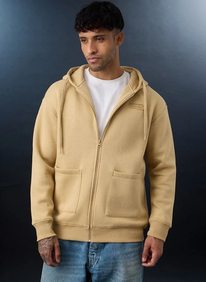 ذا سوليد ستور The Souled Store Men Oversized Fit Solid Beige Hoodie
