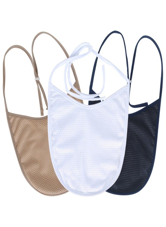 EHUSPU Tracheostomy Neck Stoma Cover,Breathable Laryngectomy Cover for Tracheotomy Care,Tracheal Care Supplies-Adjustable Neck Trachea Protector (White-Navy-Khaki-3PCS, Large) - Image 1