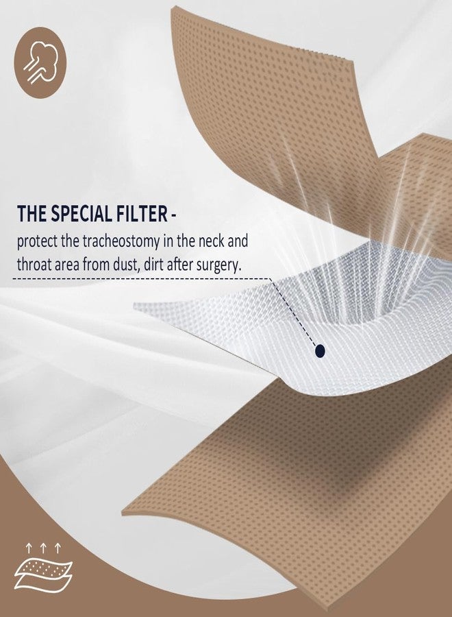 EHUSPU Tracheostomy Neck Stoma Cover,Breathable Laryngectomy Cover for Tracheotomy Care,Tracheal Care Supplies-Adjustable Neck Trachea Protector (White-Navy-Khaki-3PCS, Large) - Image 5