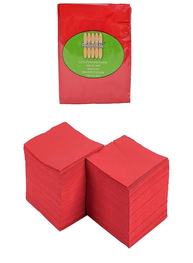 Perfect Stix مناديل كوكتيل حمراء مثالية 3 طبقات قابلة للتخلص منها، مناديل مشروبات حمراء مثالية لحفلة عيد الميلاد، الزفاف، أو الاستخدام اليومي، 5” × 5” مناديل حفلات 3 طبقات، عبوة من 100 حبة حمراء. - Image 3
