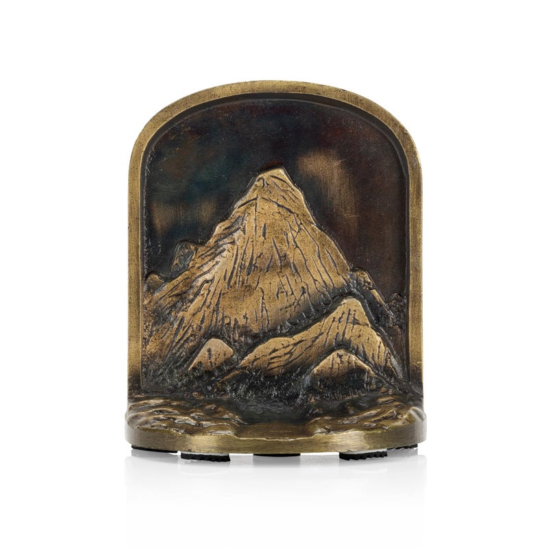 CRAFTSMAN ROAD Cast Iron Mountain Bookends Set, Antique Brass Book Ends, 2 Decorative Book Holders for Shelves or Bookcase, Stylish Brass, Non-Skid Anti-Slip Heavy Duty, Home DÃ©cor Gift - Image 5