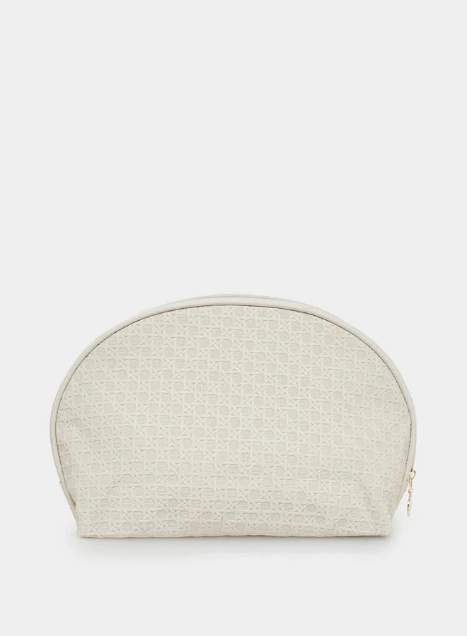 ستايلي Ratan Weave Design Half Moon Shaped Washbag with Zip Closure