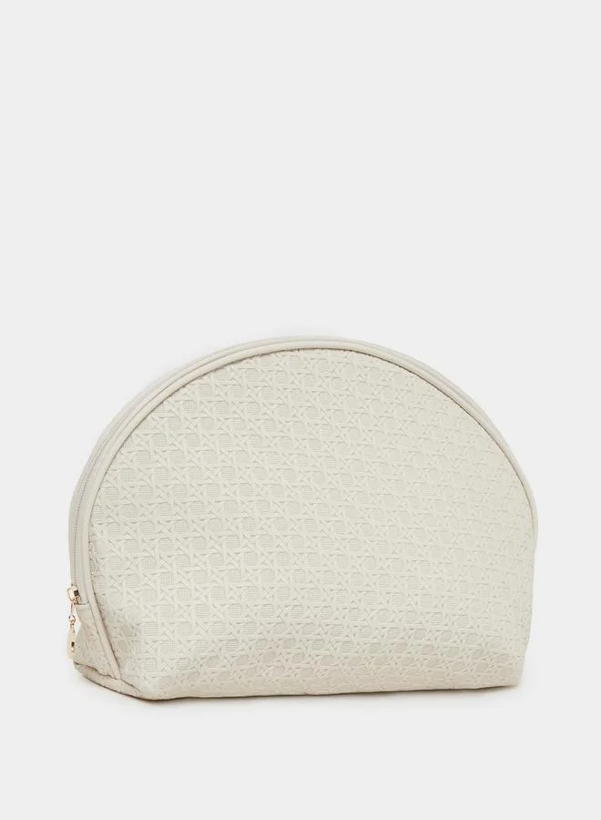 ستايلي Ratan Weave Design Half Moon Shaped Washbag with Zip Closure