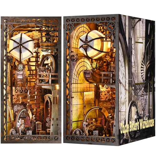 ETKVR Book Nook Kit DIY Miniature House Dollhouse Kit 3D Puzzles for Adults Gifts for Family and Friends Bookshelf Decor Tiny House Model Build with Dust Cover - Image 1