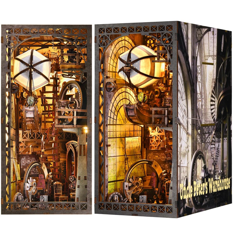 ETKVR Book Nook Kit DIY Miniature House Dollhouse Kit 3D Puzzles for Adults Gifts for Family and Friends Bookshelf Decor Tiny House Model Build with Dust Cover - Image 3