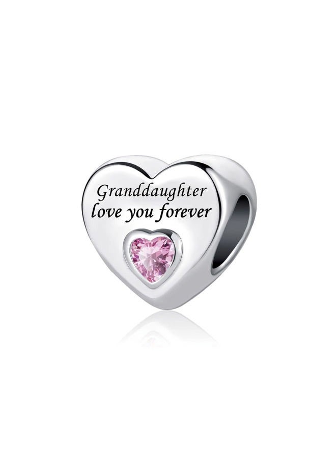 MiiFort Women Men Family Series Love Heart Charm for Bracelets Pendant Necklaces Love You Forever Pink Cubic Zirconia, Cubic Zirconia, Cubic Zirconia - Image 1