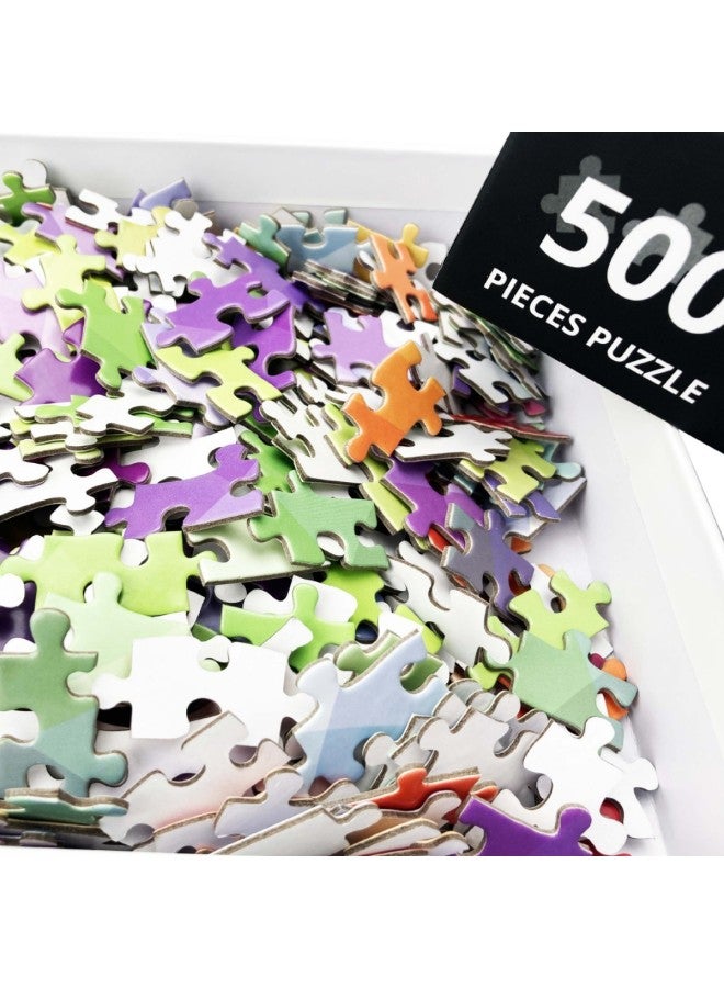 Custom 500 Pieces Rainbow Round Puzzle Cross Border Fun Color Cognitive Puzzle-Colour:Purple Hot Air Balloon - Image 4