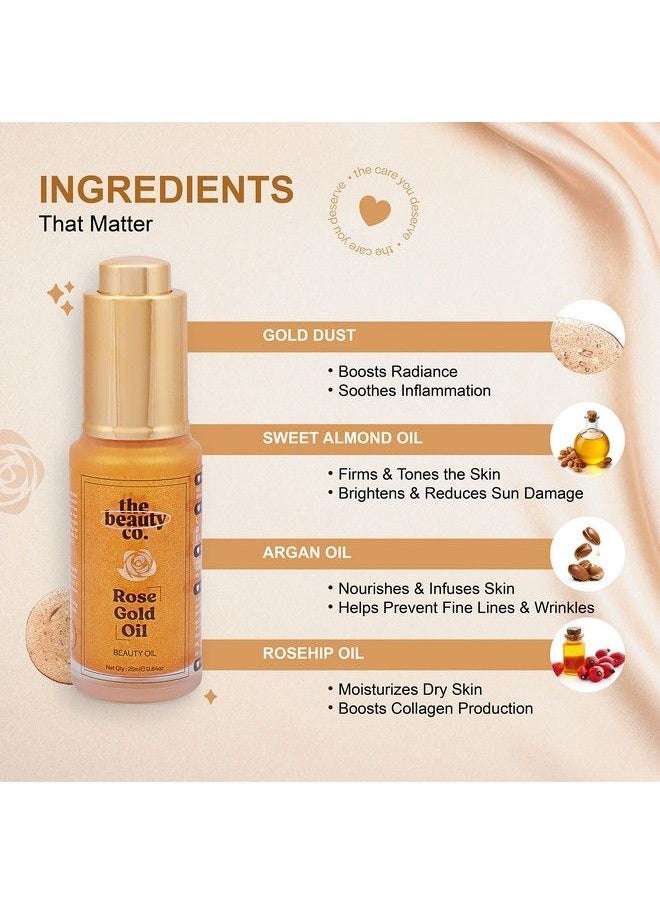 The Beauty Co. - Rose Gold Face Oil 25 Ml (Pack Of 2); Moisturizer ; Mix With Your Makeup ; Primer ; Highlighter ; Made In India - Image 1