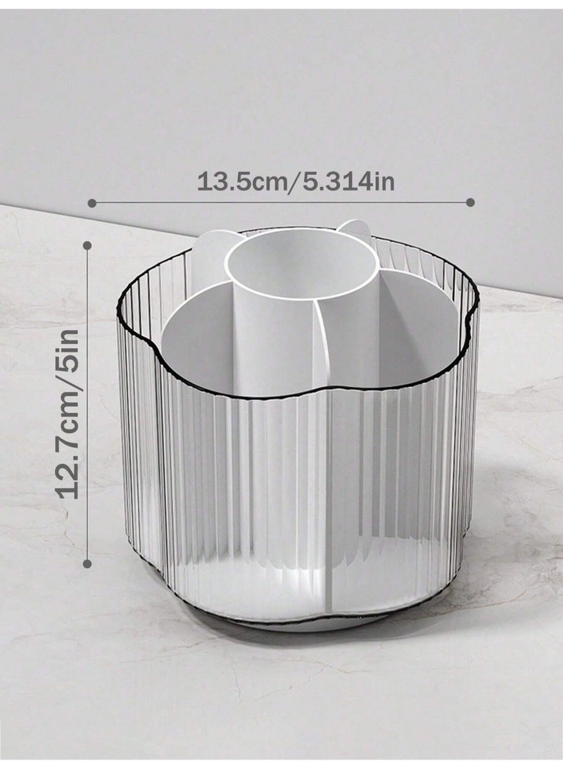 KHAJUL Desktop Rotating Makeup Brush Storage , Cosmetic Organizer Shelf For Storing Eyeshadow Lipstick Brushes (Transparent) - Image 2