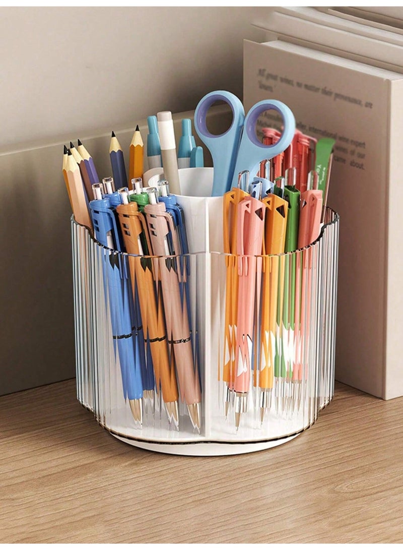 KHAJUL Desktop Rotating Makeup Brush Storage , Cosmetic Organizer Shelf For Storing Eyeshadow Lipstick Brushes (Transparent) - Image 3