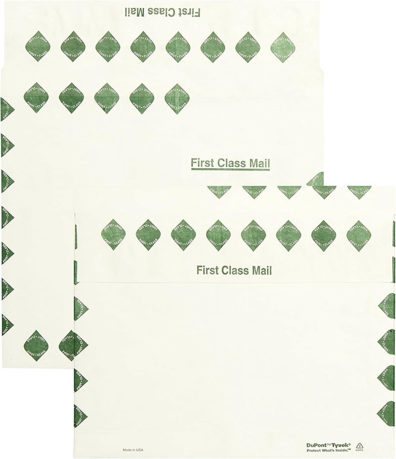 Quality Park Survivor R4440 Tyvek Booklet Expansion Mailer, 1st Class, 10 x 13 x 2, White, 18lb, 100/Box - Image 1