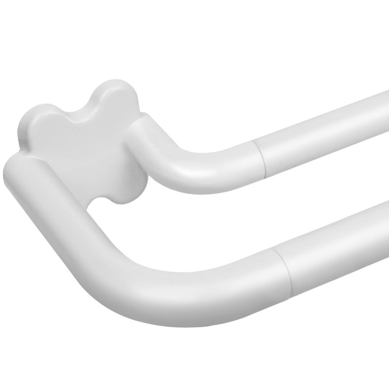 USFOOK White Blackout Double Curtain Rods for Windows, USFOOK Adjustable Decorative Drapery Rod 32 to 58, 3/4 Inch Window Treatment Rod, Extendable Curtain Poles for Living Room - Image 1
