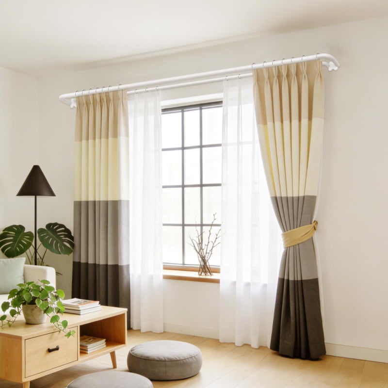USFOOK White Blackout Double Curtain Rods for Windows, USFOOK Adjustable Decorative Drapery Rod 32 to 58, 3/4 Inch Window Treatment Rod, Extendable Curtain Poles for Living Room - Image 3