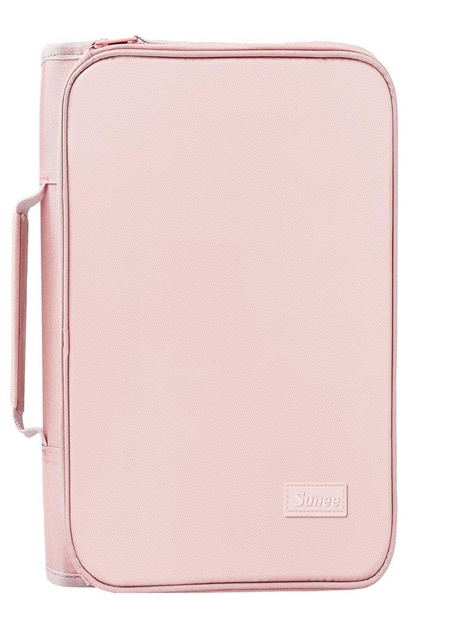 SUNEE Zippered Binder Bag with Handle, 2-Inch 3-Ring O-Ring, 500-Sheet Capacity, Includes Zip Pocket, 5-Tab Expanding File Folder, Multi-Pocket Organizer Binder for Middle School, Pink Lotus - Image 1