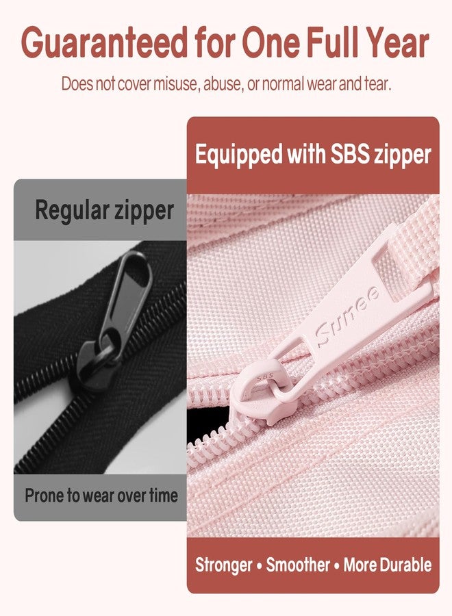 SUNEE Zippered Binder Bag with Handle, 2-Inch 3-Ring O-Ring, 500-Sheet Capacity, Includes Zip Pocket, 5-Tab Expanding File Folder, Multi-Pocket Organizer Binder for Middle School, Pink Lotus - Image 5