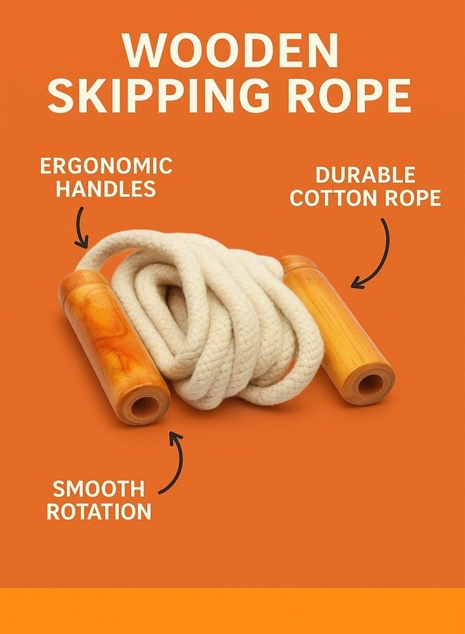 AARMAX Wooden Jumping Skipping Rope | Unisex | Brown Handle | White Rope | Exercise & Fitness & Workout | - Image 4
