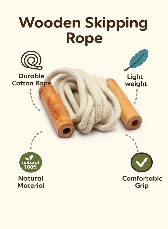 AARMAX Wooden Jumping Skipping Rope | Unisex | Brown Handle | White Rope | Exercise & Fitness & Workout | - Image 3