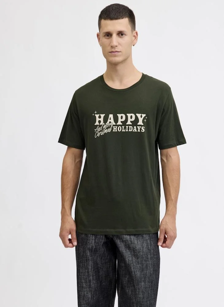 Merry Christmas Regular Fit Crew Neck T-Shirt
