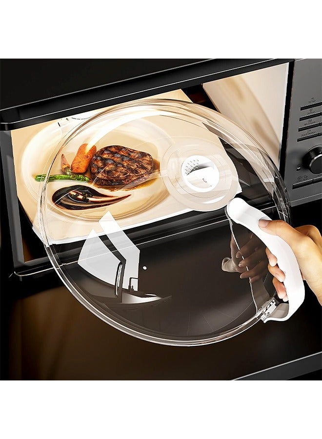 غطاء شفاف للميكروويف لحماية الطعام من الرذاذ، غطاء بمقبض، غطاء وعاء طبق تقديم أساسيات المطبخ المنزلي - Image 1