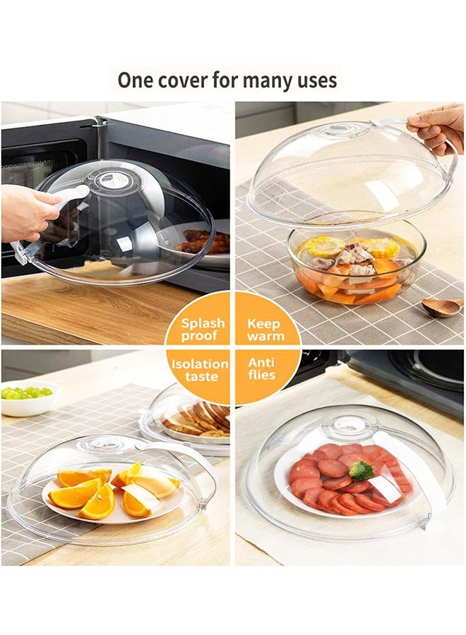 غطاء شفاف للميكروويف لحماية الطعام من الرذاذ، غطاء بمقبض، غطاء وعاء طبق تقديم أساسيات المطبخ المنزلي - Image 4