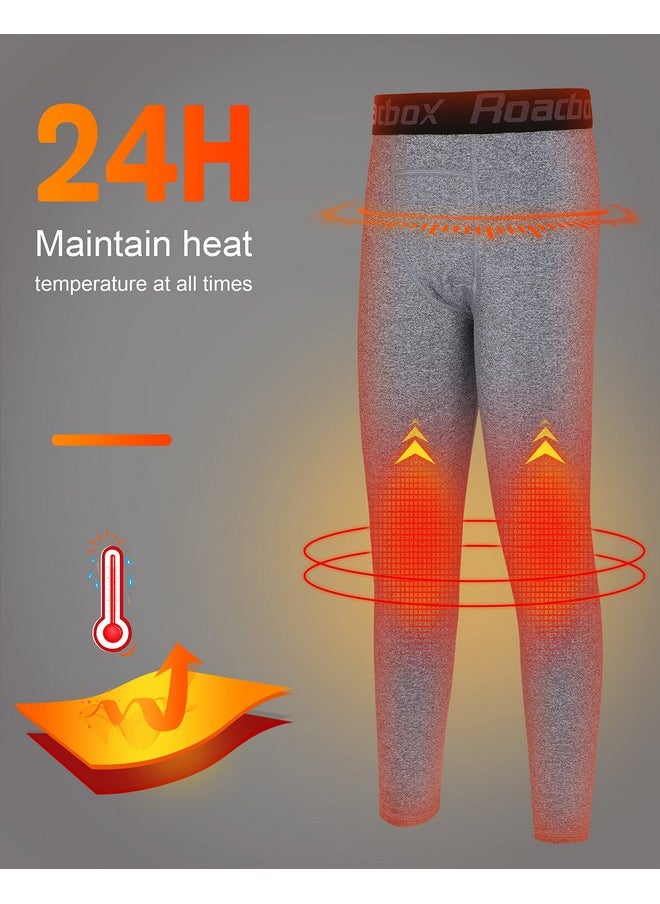 Roadbox - Kids Fleece Lined Leggings - 2 Pack Boys Thermal Tights Youth Sports Basketball Compression Pants For Cold Weather - Image 1