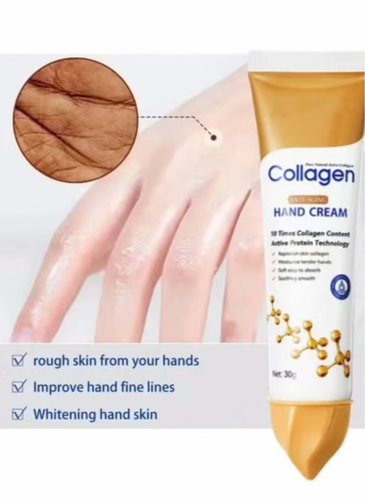 Captaintech 2-PACKS Collagen Anti Wrinkle Hand Cream, Nourishing Whitening Moisturizing Skin Care Cream, Fast Absorbing Anti Ageing Hand Cream, Smooth And Soft Skin Crack Repair Cream To Remove Wrinkles Darknes - Image 2