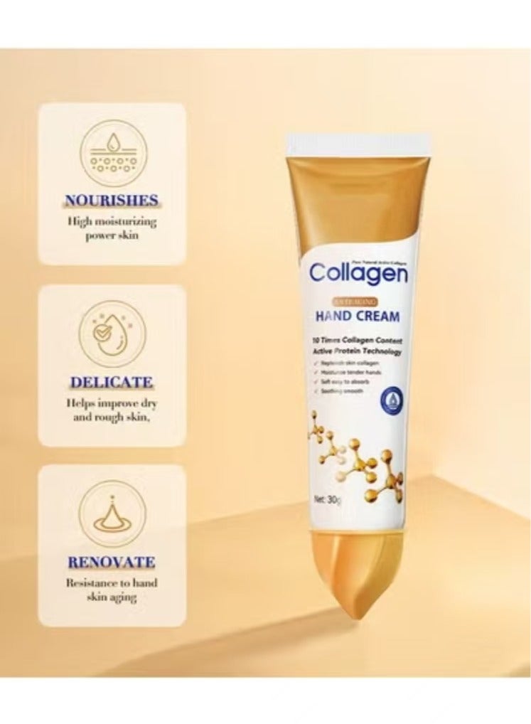 Captaintech 2-PACKS Collagen Anti Wrinkle Hand Cream, Nourishing Whitening Moisturizing Skin Care Cream, Fast Absorbing Anti Ageing Hand Cream, Smooth And Soft Skin Crack Repair Cream To Remove Wrinkles Darknes - Image 4