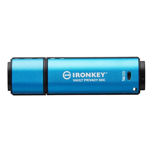 Kingston Ironkey Vault Privacy 50 USBC 16GB Flash Drive FIPS 197 Certified XTSAES 256bit BadUSB and Brute Force Protection MultPassword Option IKVP50C16GB - Image 1