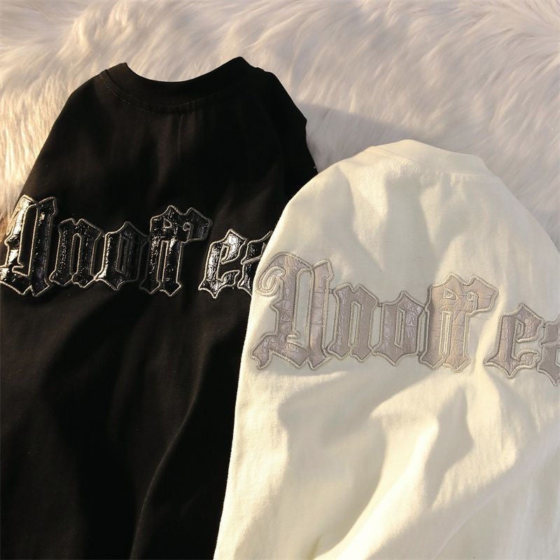 260g Spring and Summer New All-match Casual Simple Men's and Women's Short-sleeved Letter Printing Trendy Brand Loose Couple's T-shirt - Image 2
