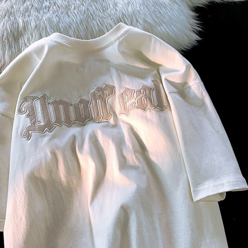 260g Spring and Summer New All-match Casual Simple Men's and Women's Short-sleeved Letter Printing Trendy Brand Loose Couple's T-shirt - Image 3