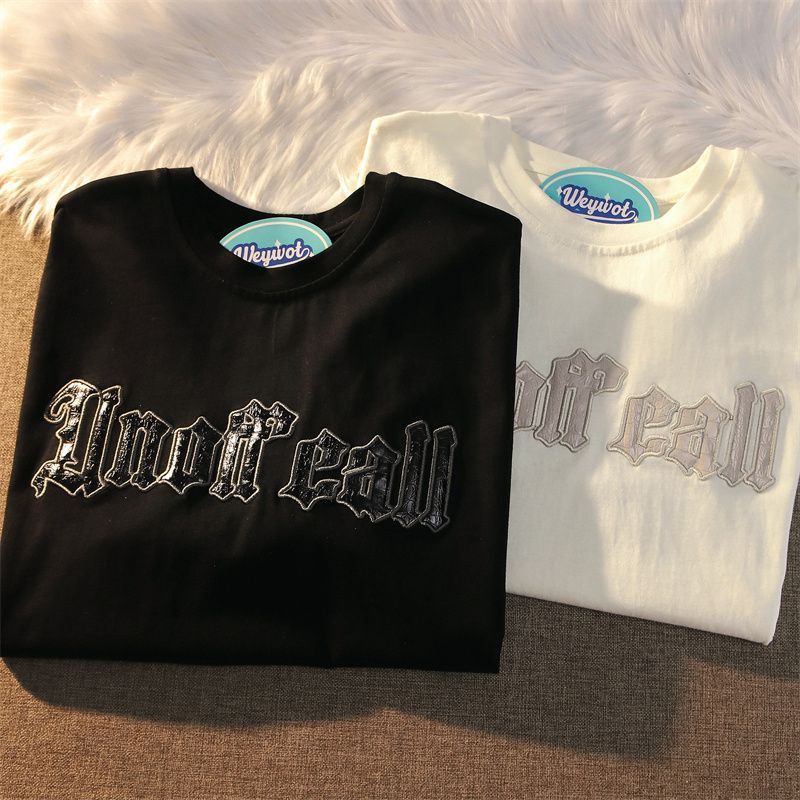 260g Spring and Summer New All-match Casual Simple Men's and Women's Short-sleeved Letter Printing Trendy Brand Loose Couple's T-shirt - Image 5