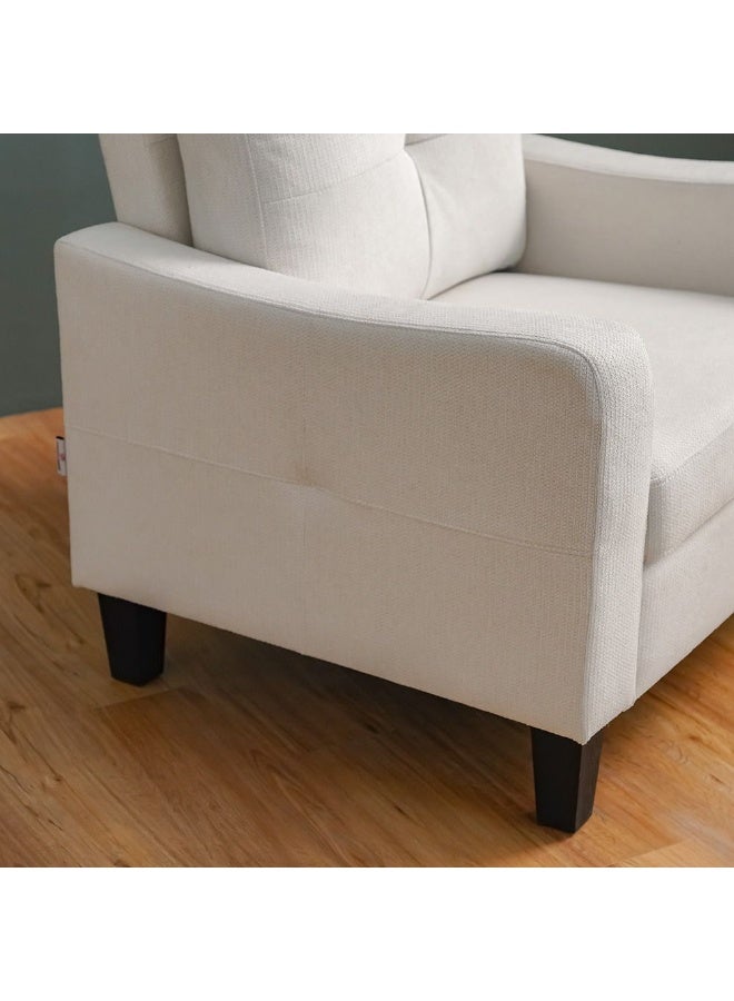 DANUBE HOME Supreme 1 Seater Fabric Sofa Armchair Modern Design Single Seater Accent Chair Comfortable Living Room Furniture L91Xw80Xh88Cm - Cream  - Image 2
