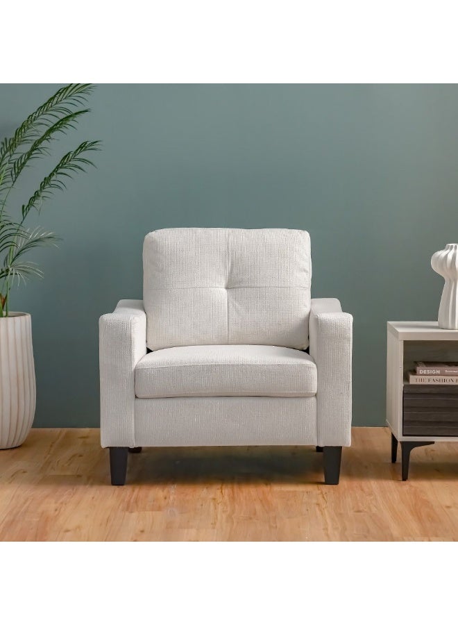 DANUBE HOME Supreme 1 Seater Fabric Sofa Armchair Modern Design Single Seater Accent Chair Comfortable Living Room Furniture L91Xw80Xh88Cm - Cream  - Image 4