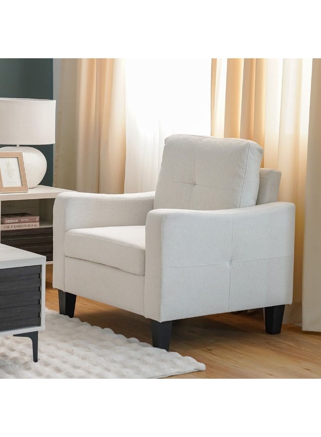 DANUBE HOME Supreme 1 Seater Fabric Sofa Armchair Modern Design Single Seater Accent Chair Comfortable Living Room Furniture L91Xw80Xh88Cm - Cream  - Image 5